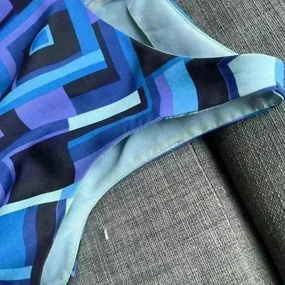 Vintage Allure 90s Blue Purple Geometric Square Abstract Sleeveless Dress 8 - Picture 9 of 17